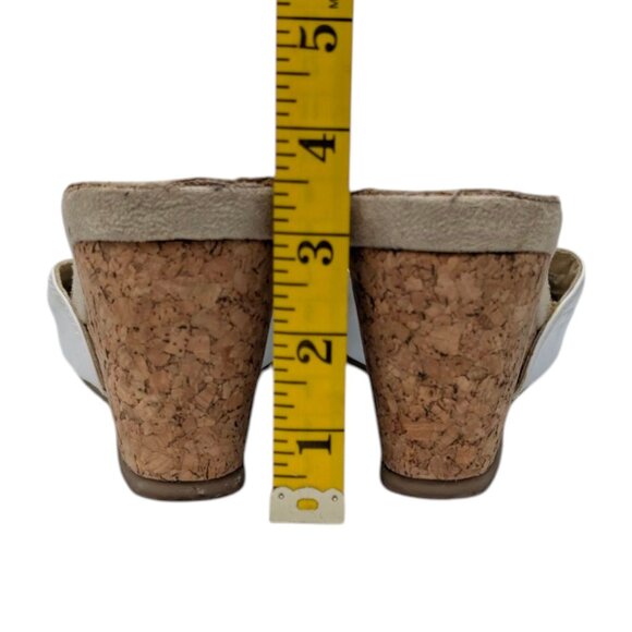 Skechers Cork Wedge Sandals Womens White Leather Slip On Open Toe Size 10 - Picture 11 of 13